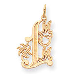 14k Yellow Gold #1 Mom Cursive Stacked Letters Mom Charm