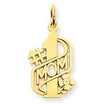Number 1 Mom Charm in 14kt Yellow Gold - Glossy Polish - Great - Women