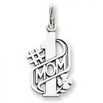 Number 1 Mom Charm in White Gold - 14kt - Mirror Polish - Interesting - Women