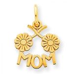 Flowered Mom Charm in Yellow Gold - 14kt - Polished Finish - Cute - Women