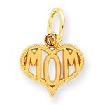 Mom Heart Charm in 14kt Yellow Gold - Mirror Finish - Delightful - Women