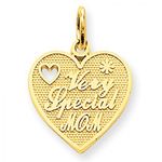 Very Special Mom Heart Charm in 14kt Yellow Gold - Brilliant - Women