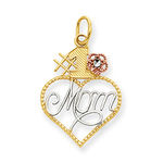 14k Rose and Yellow Gold Tri-Color #1 Mom with Beaded Flower Mom Charm
