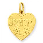 Grandma Heart Charm in 14kt Yellow Gold - Polished Finish - Stunning - Women
