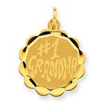 Number 1 Grandma Charm in 14kt Yellow Gold - Glossy Finish - Marvelous - Women