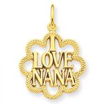 I Love Nana Charm in 14kt Yellow Gold - Mirror Finish - Pretty - Women