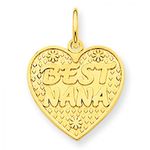 14k Yellow Gold Best Nana with Diamond Pattern Grandma Charm
