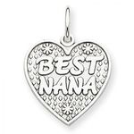 Best Nana Heart Charm in 14kt White Gold - Glossy Finish - Ravishing - Women