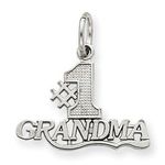 Number 1 Grandma Charm in 14kt White Gold - Mirror Finish - Nice - Women