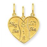 Big Sis, Sis, Lil Sis Heart Charm in 14kt Yellow Gold - Riveting - Women