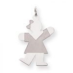 Dressed Girl Charm in Sterling Silver - Mirror Finish - Shapely - Women