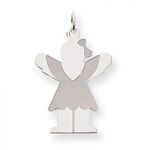 Dressed Girl Charm in Sterling Silver - Glossy Finish - Grand - Women