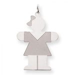 Dressed Girl Charm in Sterling Silver - Glossy Finish - Dazzling - Women