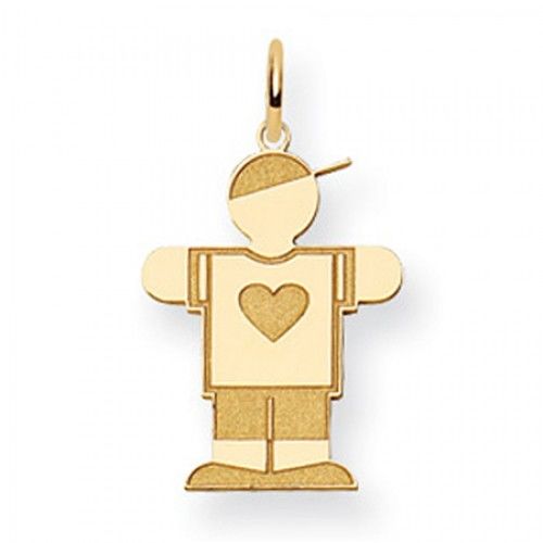 Heart Boy Charm in Yellow Gold - 14kt - Polished Finish - Fascinating - Women