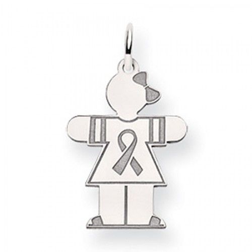 Breast Cancer Ribbon Girl Charm in 14kt White Gold - Tempting - Women
