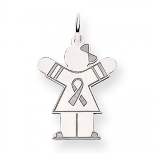 Breast Cancer Ribbon Girl Charm in 14kt White Gold - Grand - Women