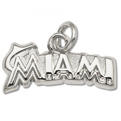 Miami Marlins Charm in 14kt White Gold - Polished Finish - Impressive
