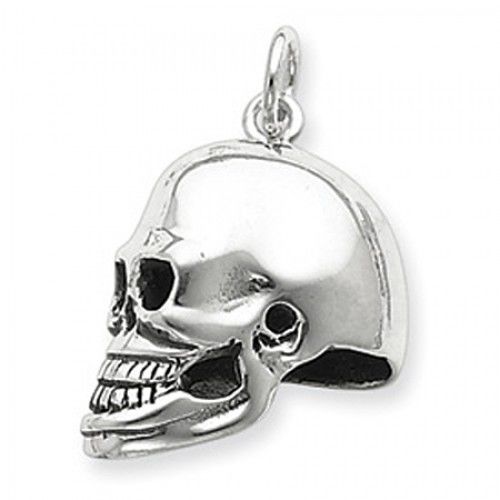Skull Charm in Sterling Silver - Polished Finish - Divine - Unisex Adult