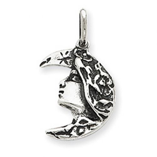 Crescent Moon Charm in Sterling Silver - Polished Finish - Graceful - Women