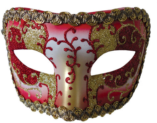 Medieval Opera Mask Red Gold