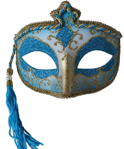Tasseled Mardi Gras Mask Blue