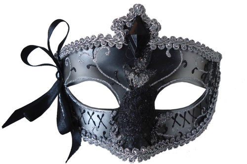 Mardi Gras Eye Mask Silver Black