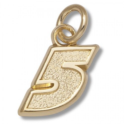 Number 5 Charm - Nascar - Racing in Yellow Gold - 10kt - Unisex Adult