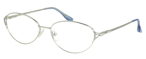 Womens Oval Thin Framed Prescription Glasses 52 in Silver and Blue