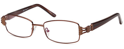 Womens Antique Thin Framed Prescription Glasses in Brown