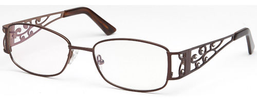 Womens Floral Wired Thin Frame Prescription Glasses in Matte Brown