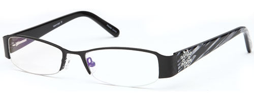 Womens Flower Etched Prescription Glasses with Half Frames in Black