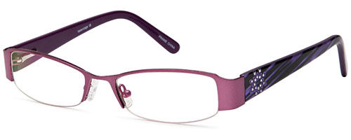Womens Flower Etched Prescription Glasses with Half Frames in Violet