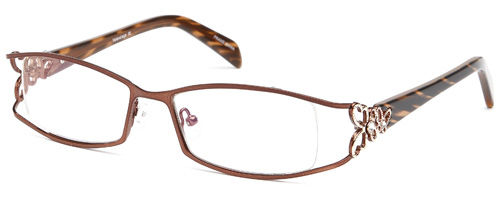 Womens Sophisticated Thin Framed Prescription Glasses in Brown