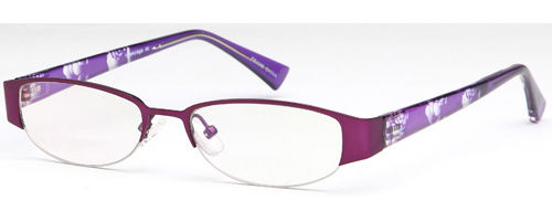 Womens Oval Shaped Half Rimmed Prescription Glasses in Purple