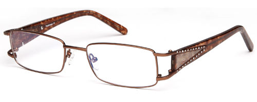 Womens Victoria Studded Thin Framed Prescription Glasses in Brown