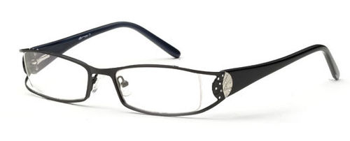 Womens Two Toned Crystal Studded Prescription Glasses in Gunmetal