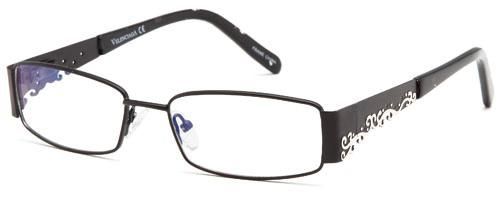 Womens Thin Oval Framed Prescription Glasses with Jeweled Design in Black