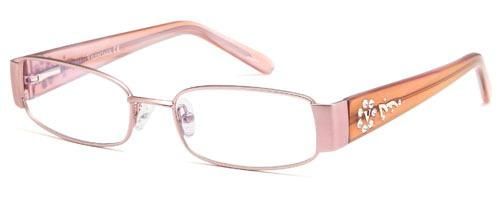 Womens Thin Oval Framed Prescription Glasses with Jeweled Design in Pink