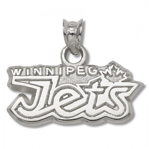 10k White Gold Nhl Winnipeg Jets Pendant Word Mark Logo