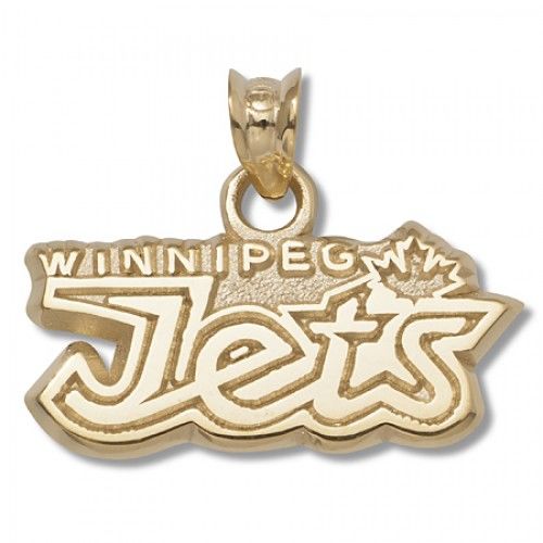 14k Yellow Gold Nhl Winnipeg Jets Pendant Word Mark Logo