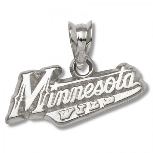 10k White Gold Nhl Minnesota Wild Pendant Word Mark Logo