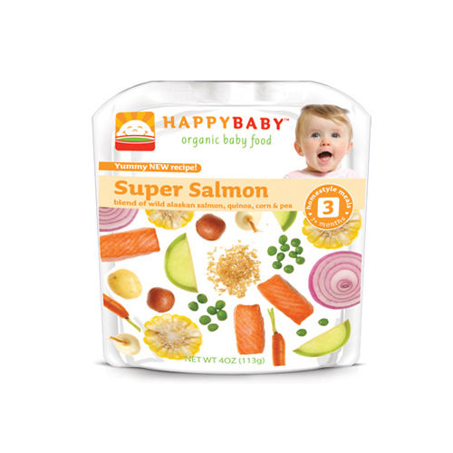 Happy Baby Organic Baby Food Stage 3 Super Salmon - 4 oz - Case of 16