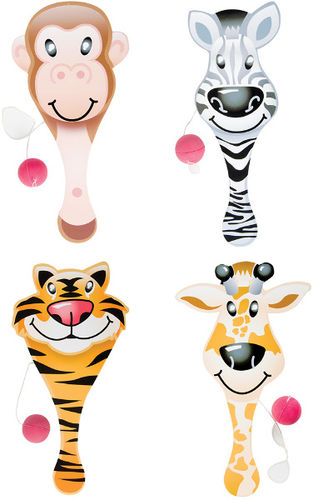 9"" Zoo Animal Paddle Ball Case Pack 12