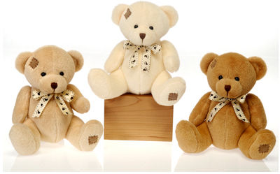 8"" 3 Asst. Sitting Patch Bears, Creme Case Pack 24