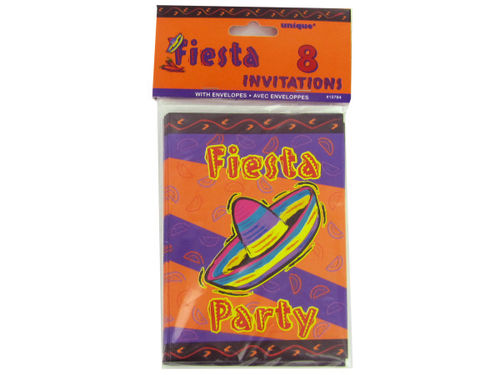 &quot;Fiesta Party&quot; invitations, pack of 8