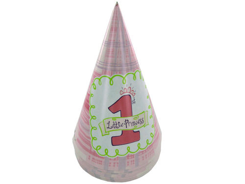 Little Princess 1st birthday party hats, pack of 8