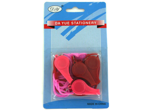 4 pack whistles assorted colors