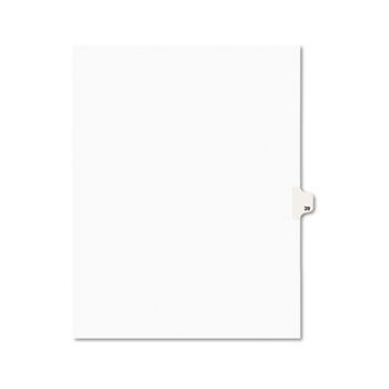 Avery-Style Legal Side Tab Divider, Title: 39, Letter, White, 25/Pack