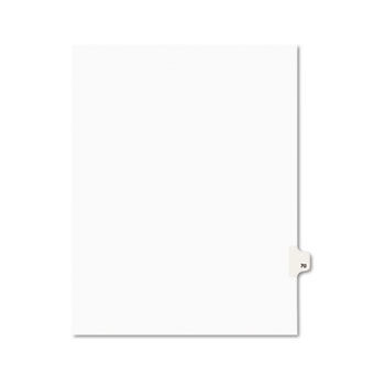 Avery-Style Legal Side Tab Divider, Title: 70, Letter, White, 25/Pack