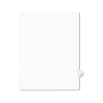 Avery-Style Legal Side Tab Divider, Title: 71, Letter, White, 25/Pack